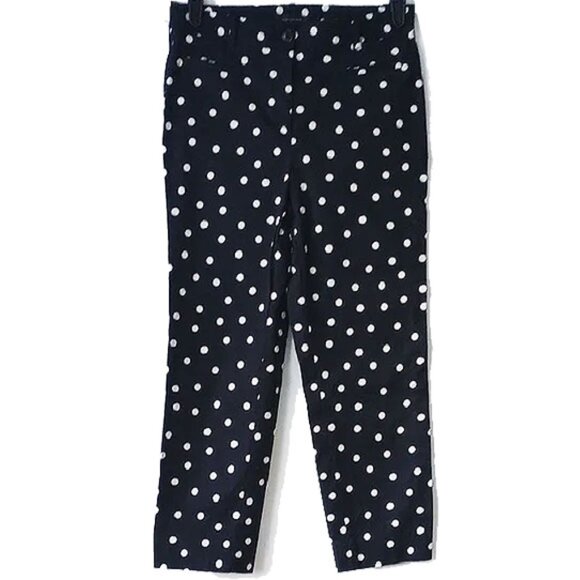 Ann Taylor Mid Rise The Ankle Pants 4/6 Black White Polka Dot 30x26 - Picture 1 of 10